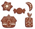 Set of gingerbread with and without glaze patterns